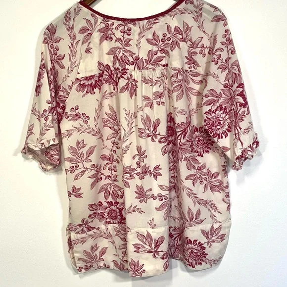 Vintage April Cornell floral babydoll style blouse ruffled elbow length sleeve M - Picture 4 of 5